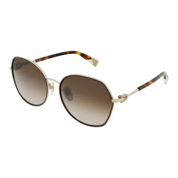 Furla Metal Irregular Shape Sunglasses Women's Tortoiseshell