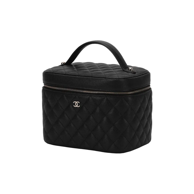 CHANEL Caviar Calfskin Box Bag, Makeup Bag, Handbag Women's Black-1