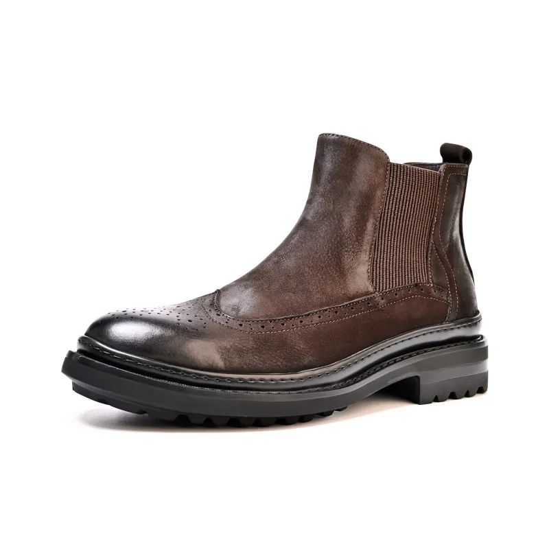 Brounvanm Short Chelsea Boots Men's Coffee-1