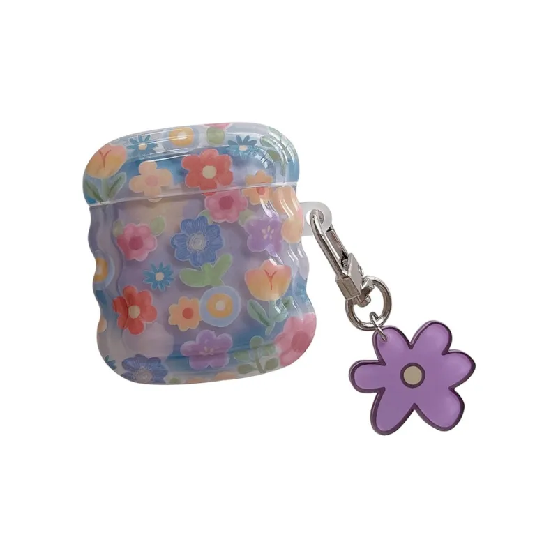 Baohuguang Compatible With AirPods 1/2/3 TPU Multicolor Oil Painting Floral High Value Fully Enclosed Headphone Cases-2