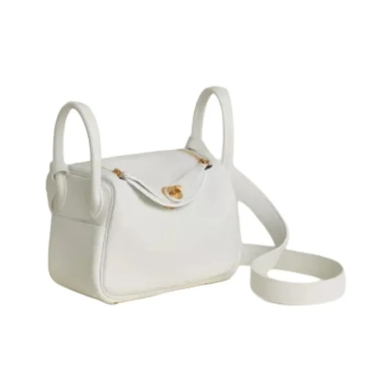 HERMES Lindy Clemence Leather Shoulder Bag Crossbody Bag Handbag Mini Women's 0U New White-1