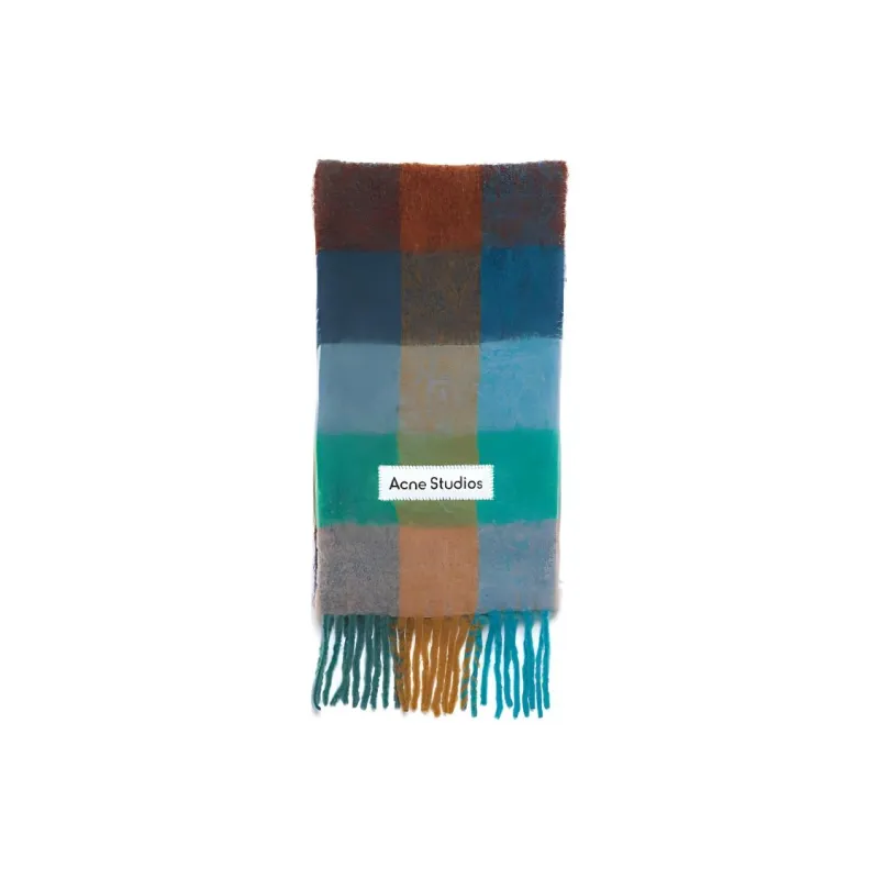 Acne Studios Checked Logo appliqué Scarf-0