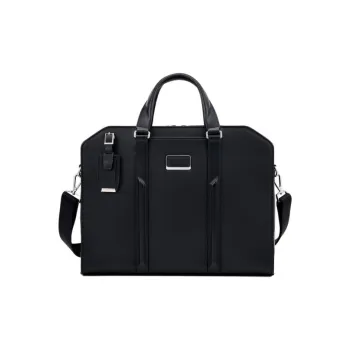 TUMI Leather One Shoulder Crossbody Laptop Bag Unisex Black