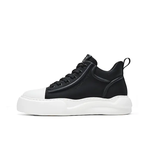FAIRWHALE White Moonlight Collection Lightweight Height Increasing Mid Top Skateboard Shoes Men's Obsidian Black