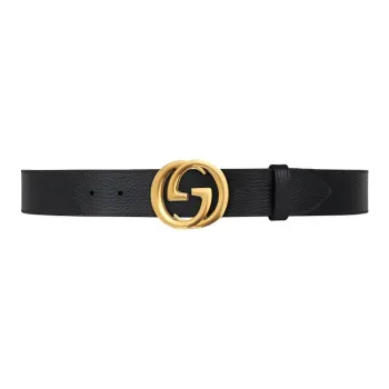 GUCCI Leather Leather Belts Unisex Black Width  4cm