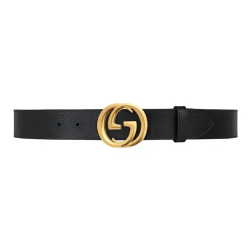 GUCCI Leather Leather Belts Unisex Black Width  4cm
