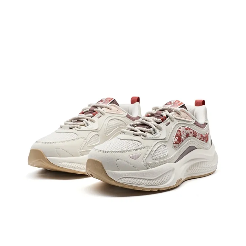 XTEP Anti-Slip Wear-Resistant Low-Top Casual Shoes Women's Gray Brown Red Pink-2