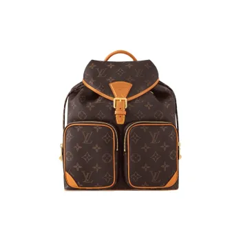 LOUIS VUITTON Montsouris Cow Leather Backpack Men's Brown And Yellow