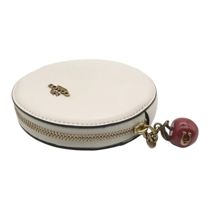 COACH Calfskin Coin Purse Women's White-4