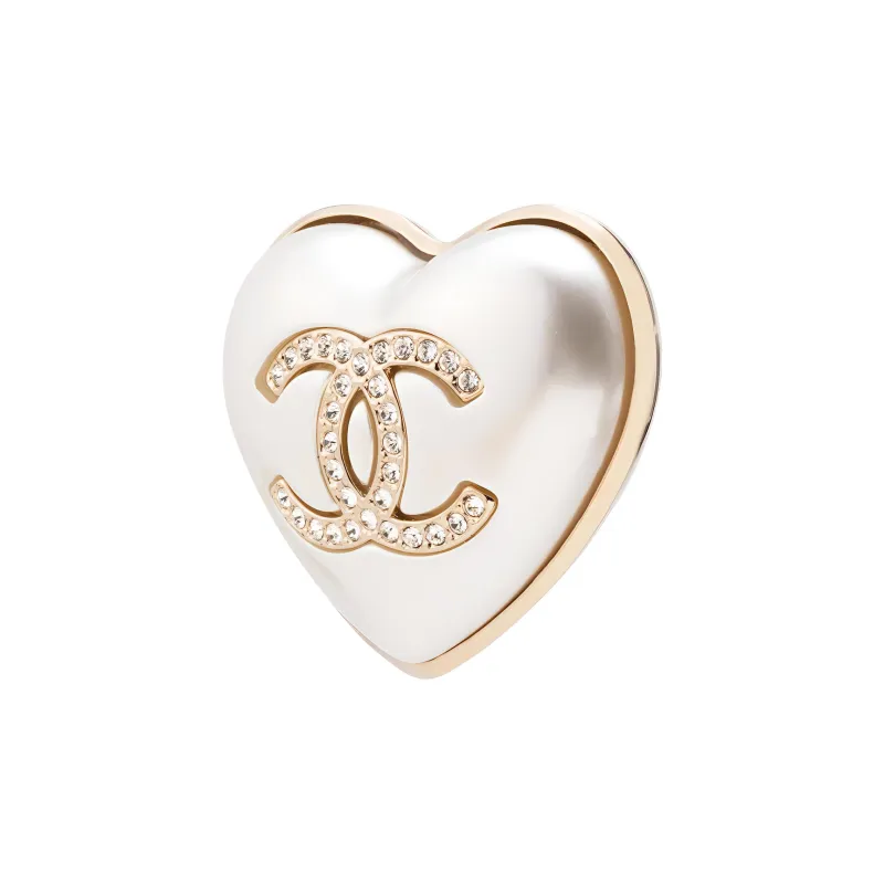 CHANEL CC Crystal Brooches Women's White-1