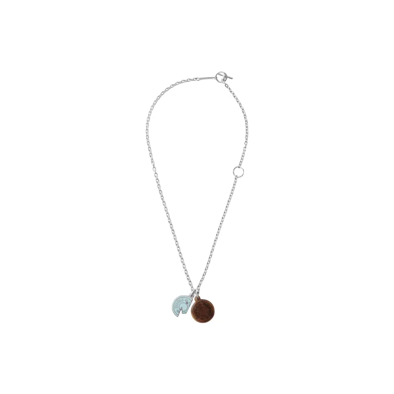 HERMES Carrousel Horn Lacquered Finish Metal Palladium Plated Metal Necklaces Unisex Silver-2