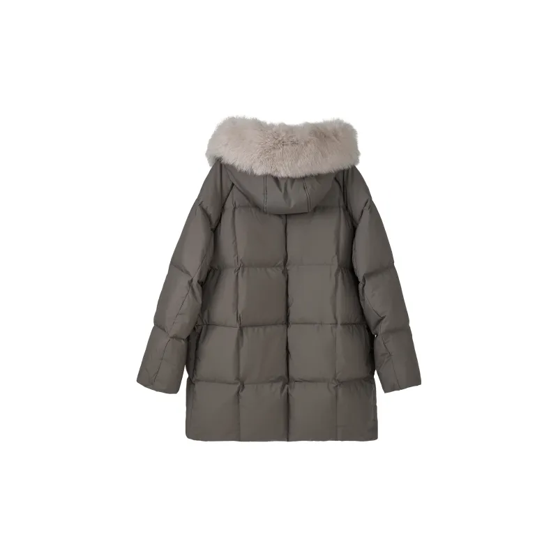 Fstudio Korean Style Long And Languid 90 Fill Power White Duck Down Fur Collar Down Jacket Coat Women's-1
