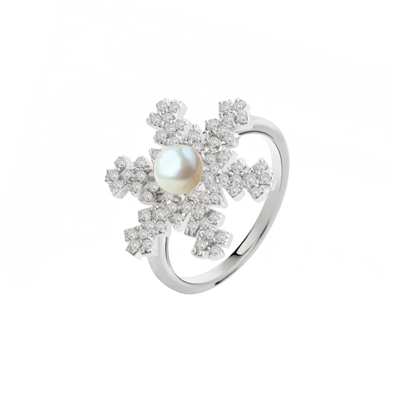 KEYS VIA Copper Alloy Synthetic Cubic Zirconia Pearl Rings Women's-0