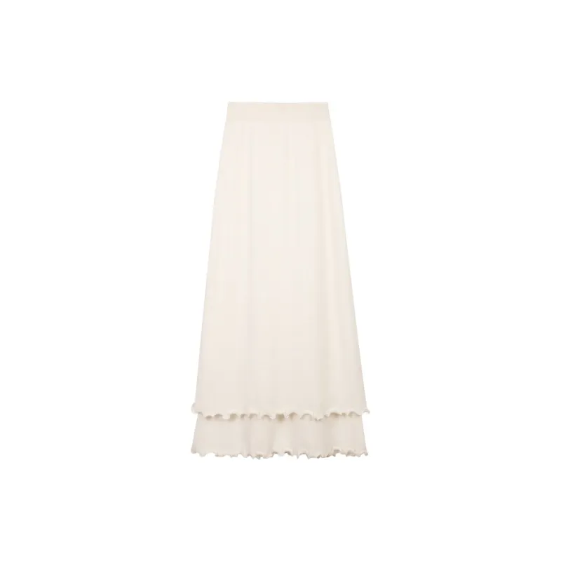 SONGBENSANGSANG Knit Long Skirts Women's Apricot-1