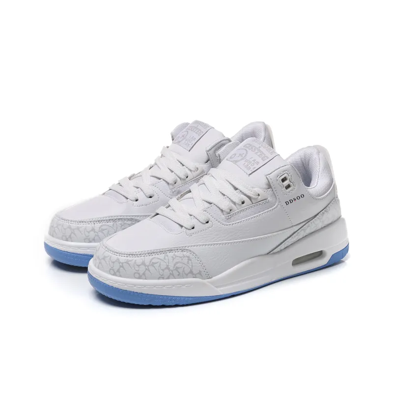 DD&OO Coverage Slip Resistant Waterproof Low Top Skateboard Shoes Unisex White Blue-2