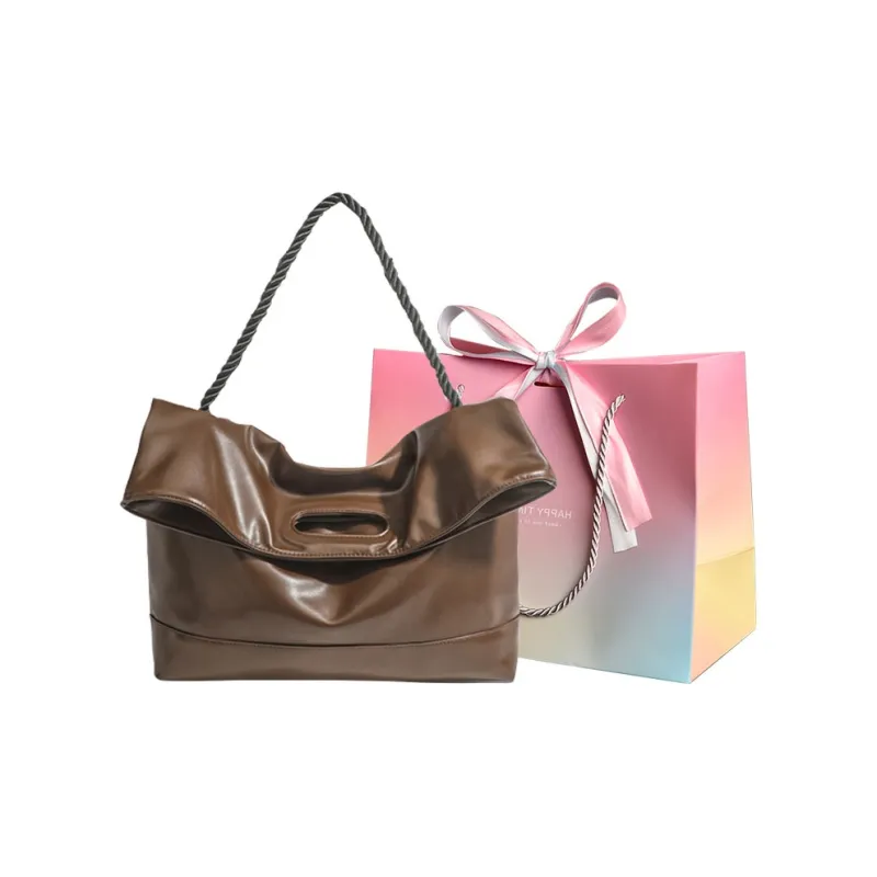 Aini Rabbit Polyester Pu Tote Shoulder Bag, Crossbody Bag Unisex Black/Leather Black/Leather Brown-6