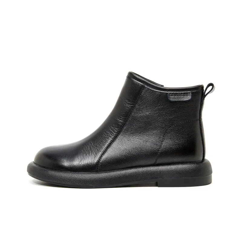 OULISASI Ankle Boots Women's Black Brown-0