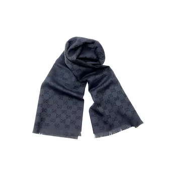 GUCCI Knit Scarves Unisex Navy Blue