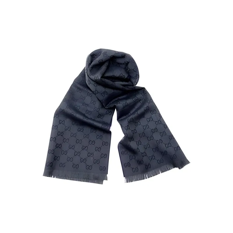 GUCCI Knit Scarves Unisex Navy Blue-0