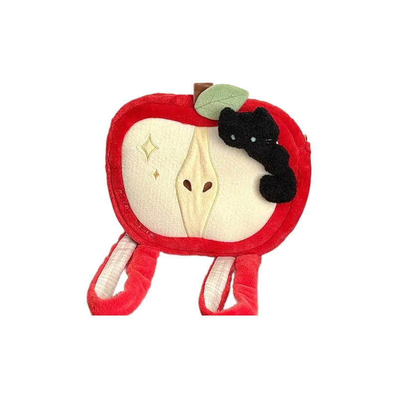 RIZHI STORE Red Apple Plush Unique Design Backpack Regular Women's Red Apple-3