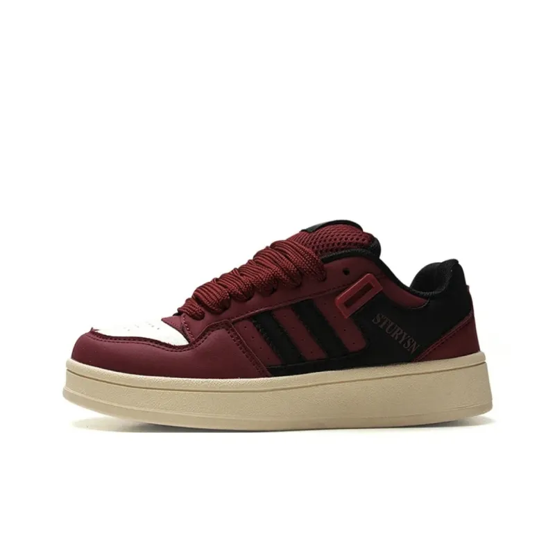 MXGM Warm Anti Slip And Wear Resistant Lightweight Height Increasing Low Top Skateboard Shoes Women's Burgundy-0