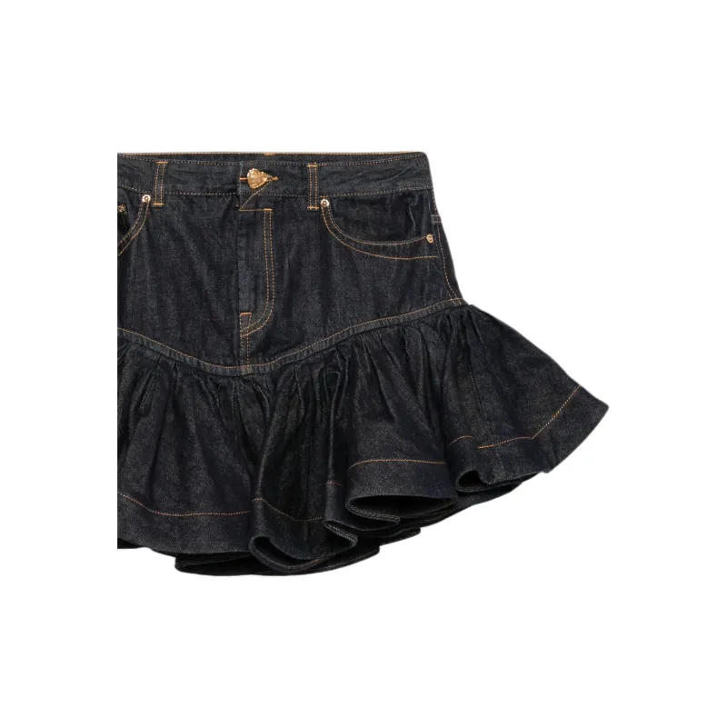 Zimmermann Crush Denim Frill Mini Skirt-5
