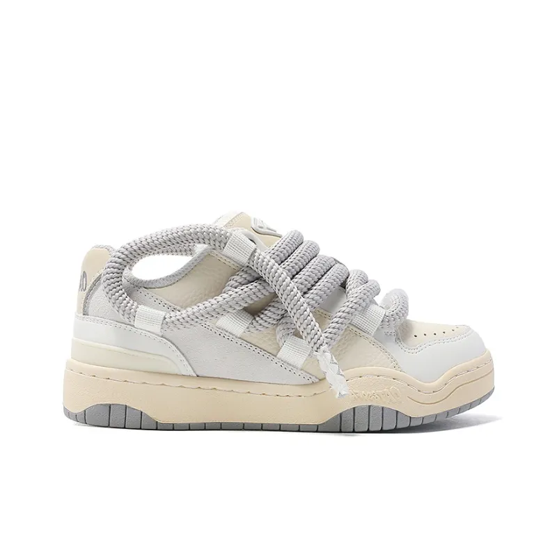 OUBT Anti Slip And Wear Resistant Breathable Low Top Skateboard Shoes Unisex Beige-1