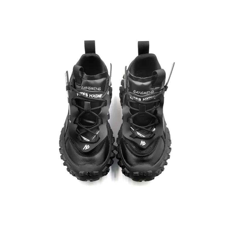 Hong Kong Meng Chunky Sneakers Unisex Low Top Black-3