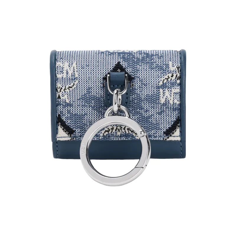 MCM Jacquard Fabric, Cow Leather AirPods Pro Protective Cover Earphone Case Women's Blue-2