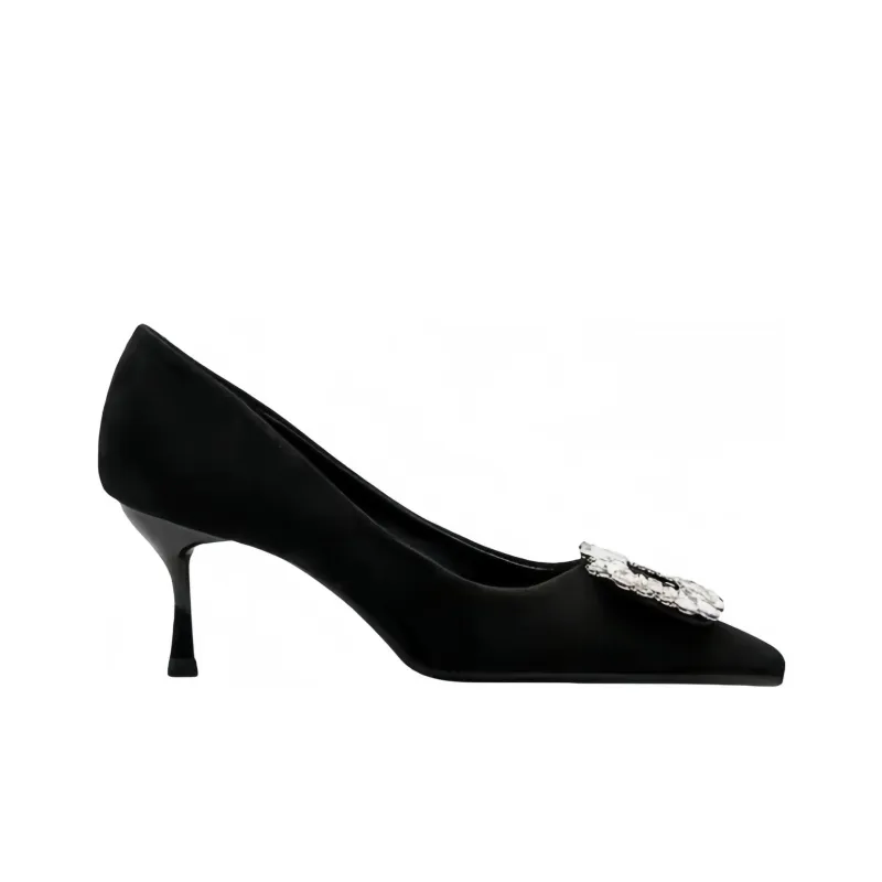 CHILI Slim Heel High Heels Women's Black-1