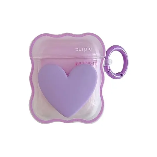 BYZ Compatible With AirPods 1st/2nd Gen/AirPods Pro/AirPods 3rd Gen TPU Wave Heart Headphone Case-6