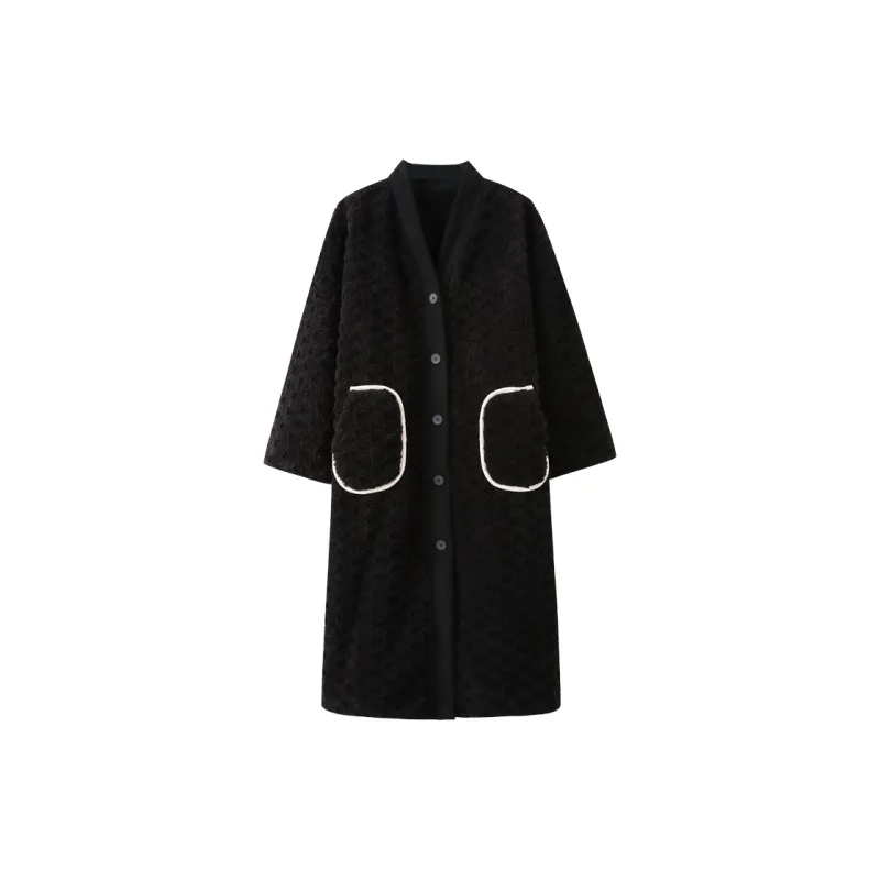 XIAFENYAN Pajama Robe Women's Black-0
