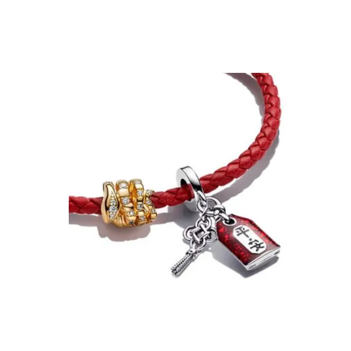 Pandora Gold Plated Copper Silver Alloy Bracelets Women's Red-2