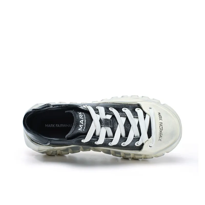 FAIRWHALE Chunky Sneakers Men Low Top Black/Blue/White/Brown-5