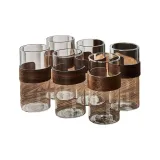 Transparent Wooden Ring Cup 350ML/6 Pack[Heat-Resistant Glass, Broken by Heat Guaranteed Replacement]
