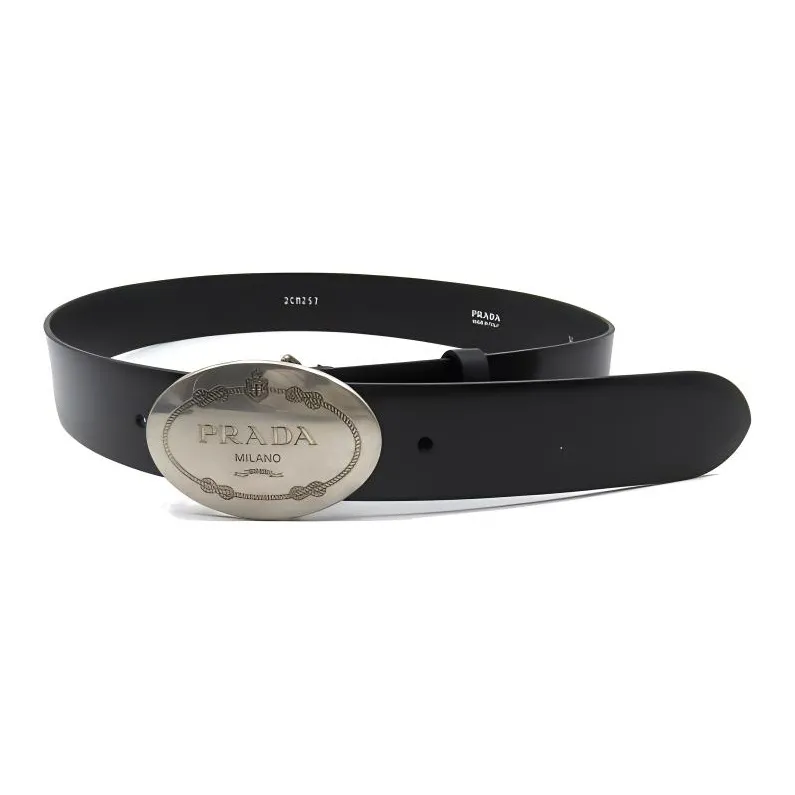 PRADA Leather Belts Men's Black Width  4CM-1