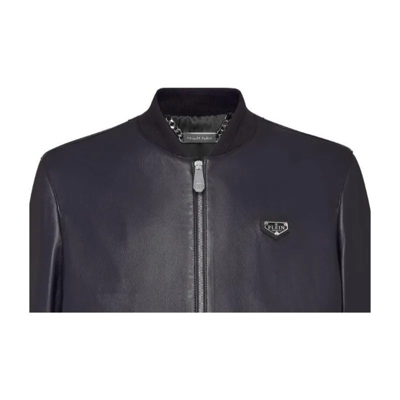 PHILIPP PLEIN Leather Bomber Jacket-4