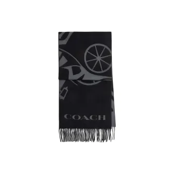 COACH Cashmere Knit Scarves Unisex Black