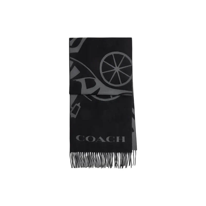 COACH Cashmere Knit Scarves Unisex Black-0