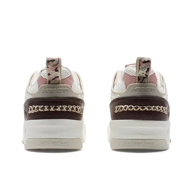 XTEP New Light Version CNY Wear-Resistant Low-Top Skateboard Shoes Women's Pink Brown Tan-4