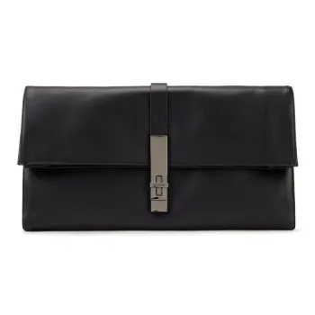 CALVIN KLEIN Sheepskin Clutch Medium Size Women's Space Black