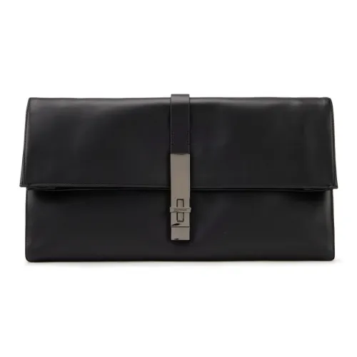 CALVIN KLEIN Sheepskin Clutch Medium Size Women's Space Black