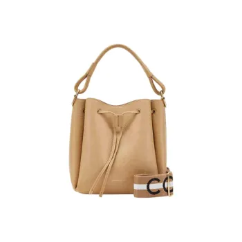 COCCINELLE Cow Leather Bucket Bags Shoulder Bag Crossbody Bag Handbag Large Size Women's Fresh Beige