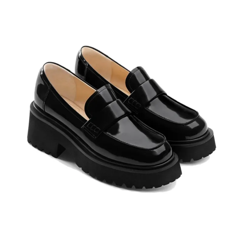 7or9 Cocoa Milk Chocolate Loafers 6.5cm Women's Black-1