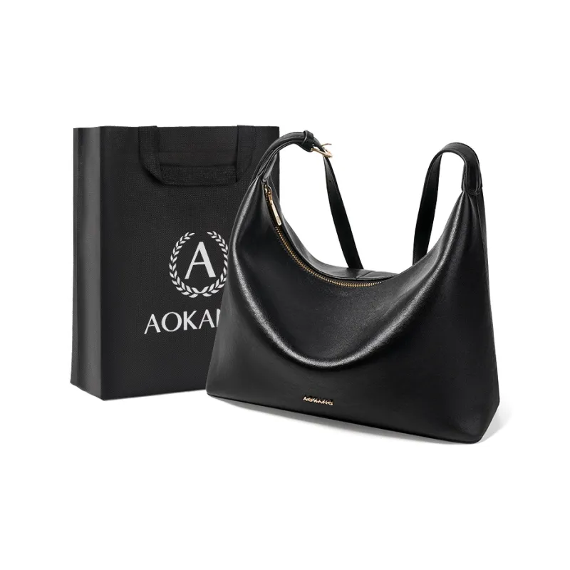 AOKANG Cow Leather Tote Crossbody Bag, Shoulder Bag, Hobo Bag Large Size Women's Coffee/Sandalwood Brown/Classic Black-8