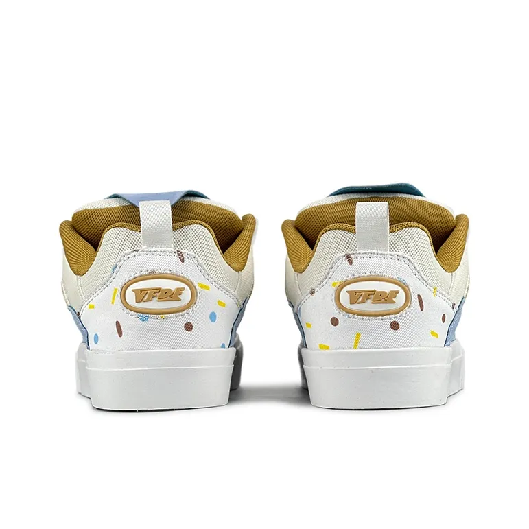 VFDF Ice Cream Ice Cream Anti Slip Wear Resistant Low Top Skateboard Shoes Unisex Beige Blue-4
