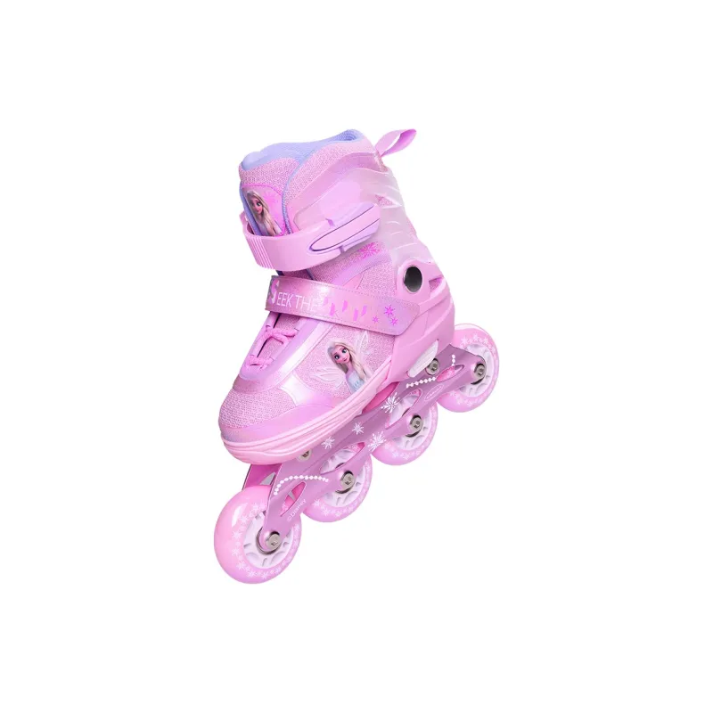 MESUCA Disney Collection Inline Skates Adjustable Shimmery Roller Skates Kids' Pink-3