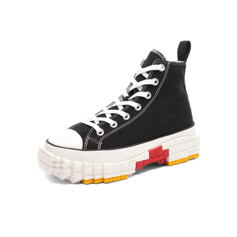 Ccilu Building Blocks Shoes Lightweight Height Increasing High Top Canvas Shoes Unisex GREENPLAX-12