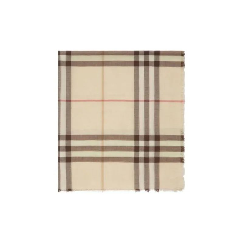 Burberry Checked Frayed Edge Scarf-0