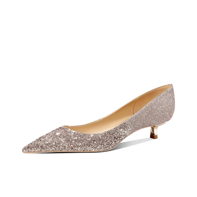 ROSE CASTLE Slim Heel High Heels Women's Gold-5